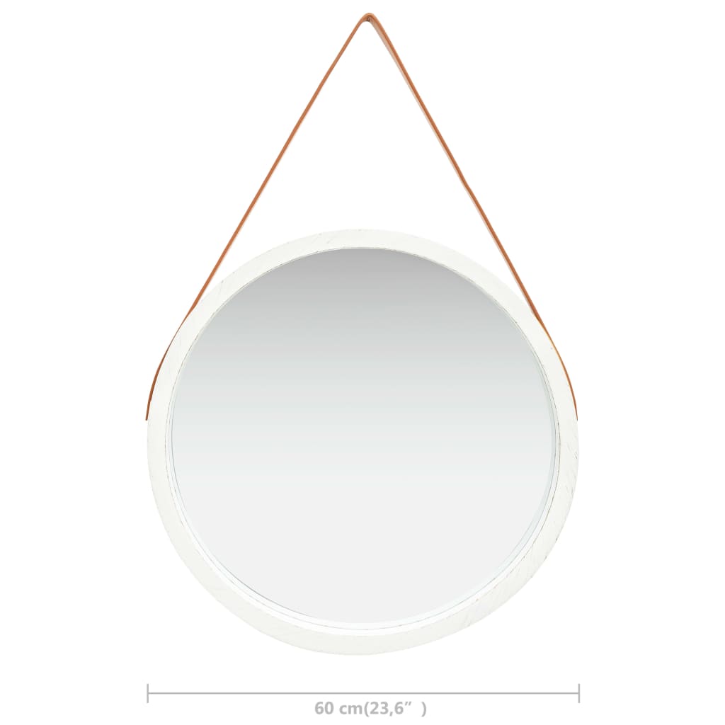 vidaXL vægspejl med rem 60 cm hvid
