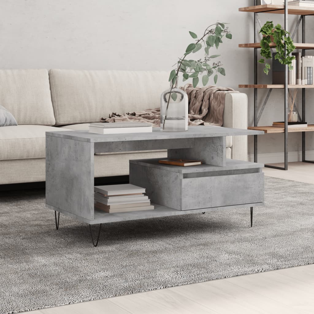 vidaXL sofabord 90x49x45 cm konstrueret træ betongrå