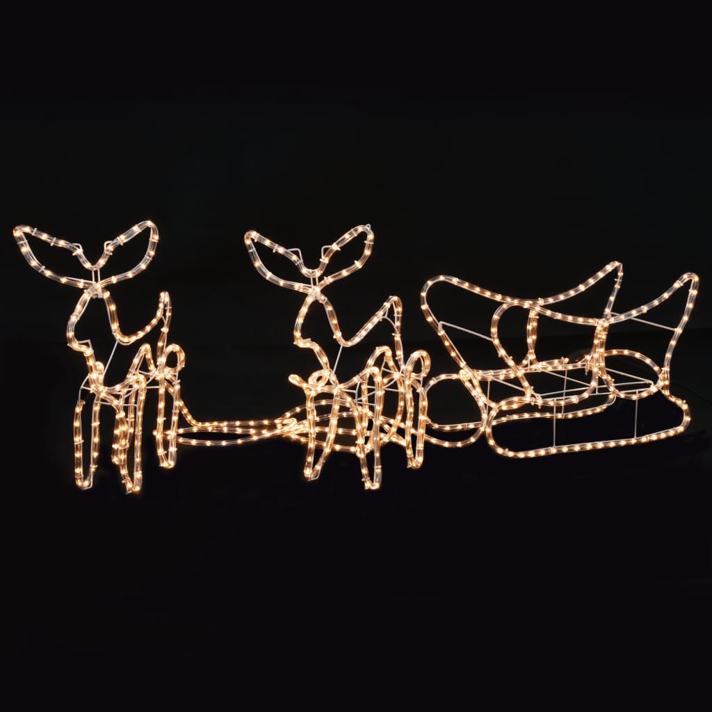 vidaXL julelys-opstilling med 2 rensdyr og slæde 300x24x47 cm