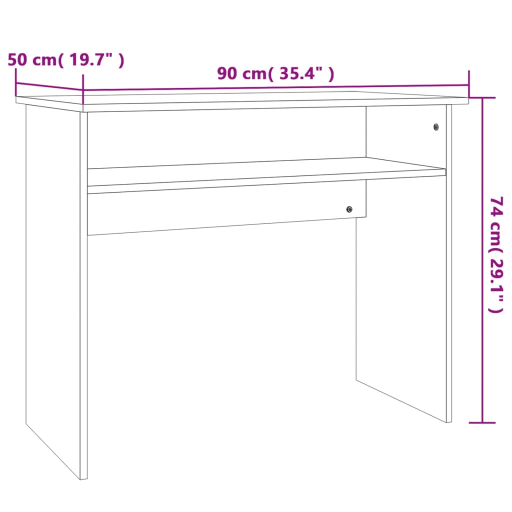 vidaXL skrivebord 90x50x74 cm konstrueret træ betongrå