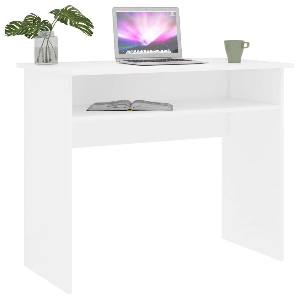 vidaXL skrivebord 90x50x74 cm konstrueret træ hvid