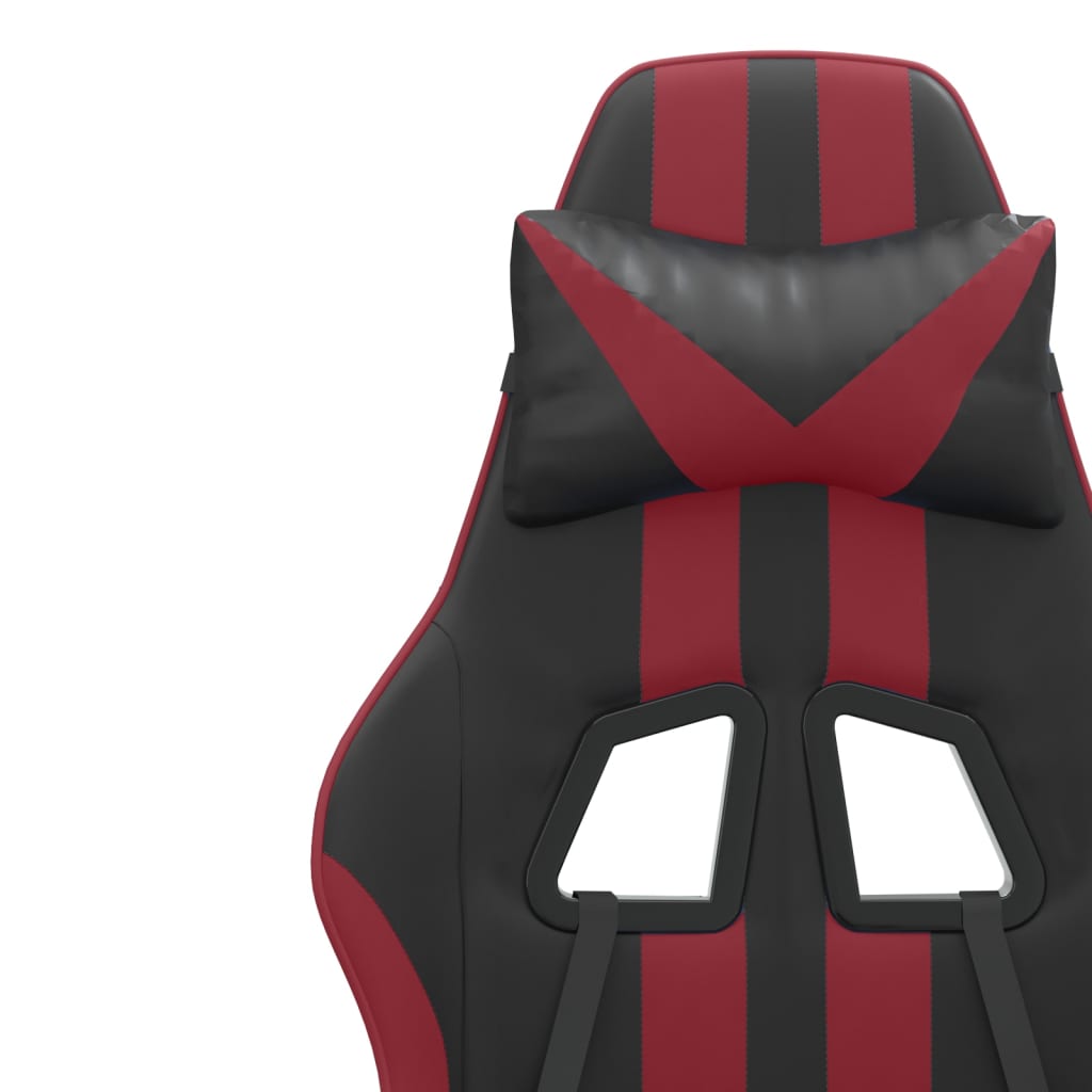 vidaXL drejelig gamingstol med fodstøtte kunstlæder sort og vinrød