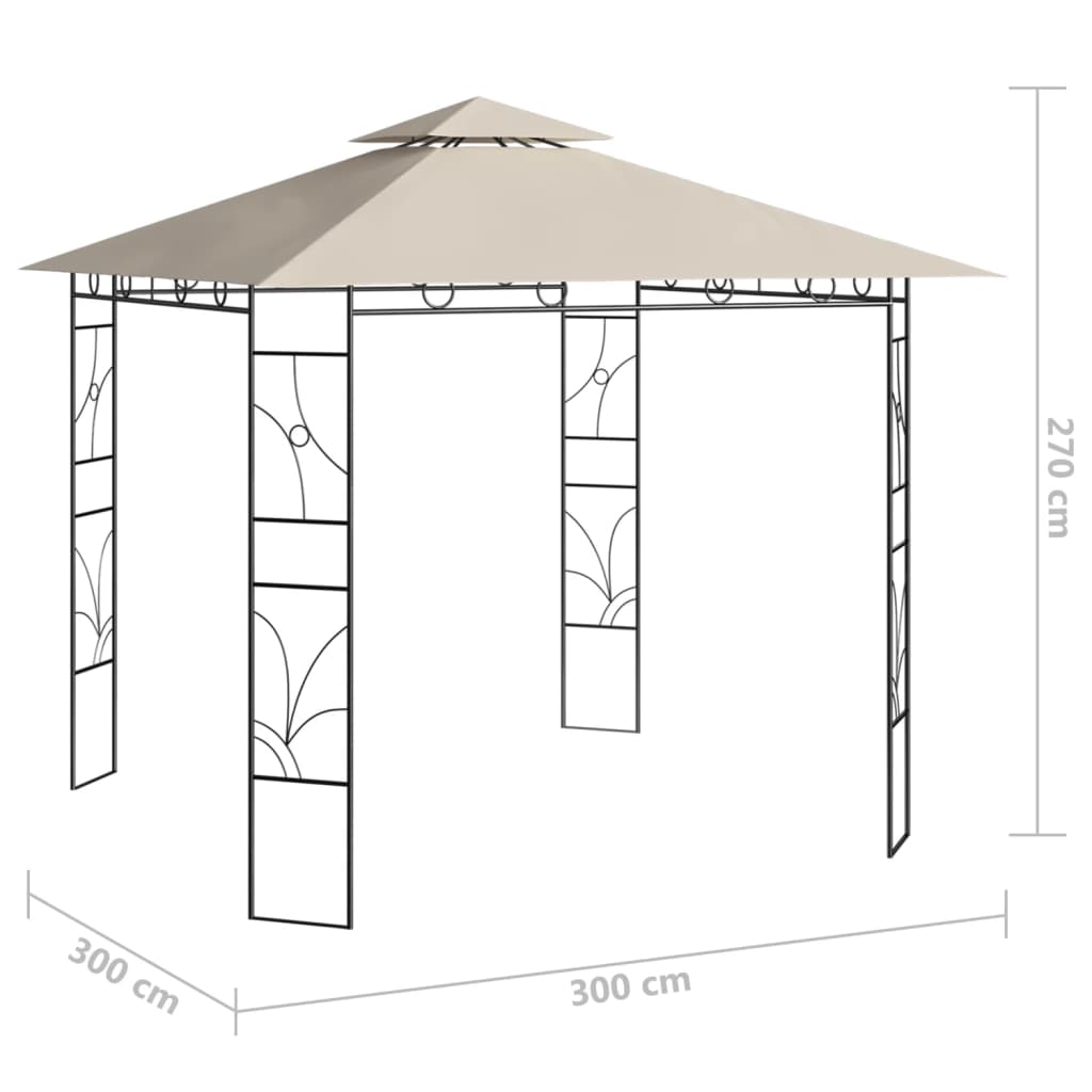 vidaXL pavillon 3x3x2,7 m 160 g/m² cremefarvet