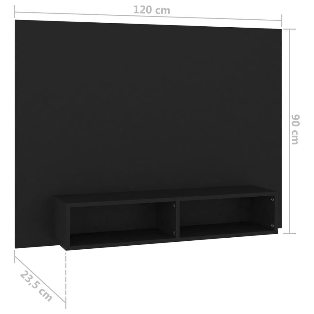 vidaXL væghængt tv-skab 120x23,5x90 cm konstrueret træ sort