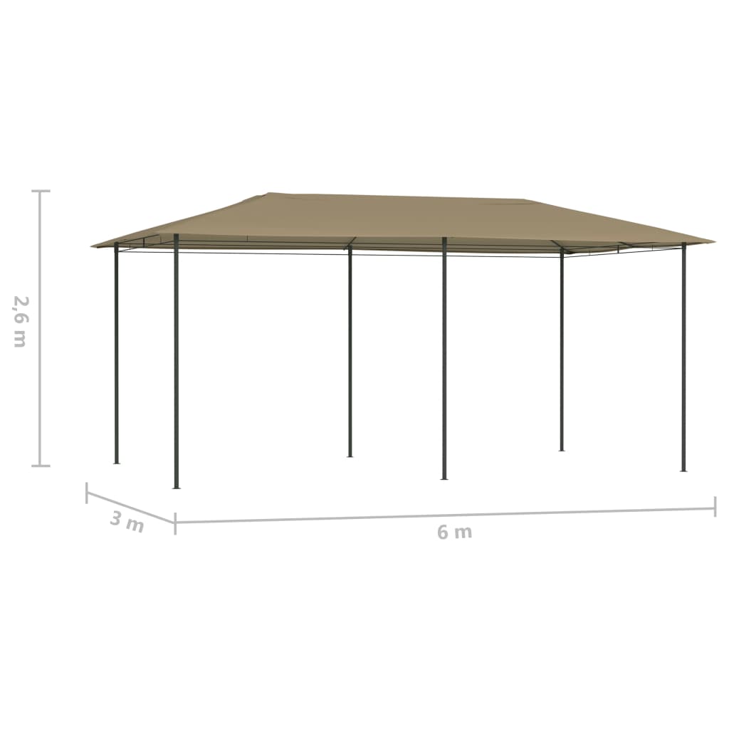 vidaXL pavillon 3x6x2,6 cm 160 g/m² gråbrun