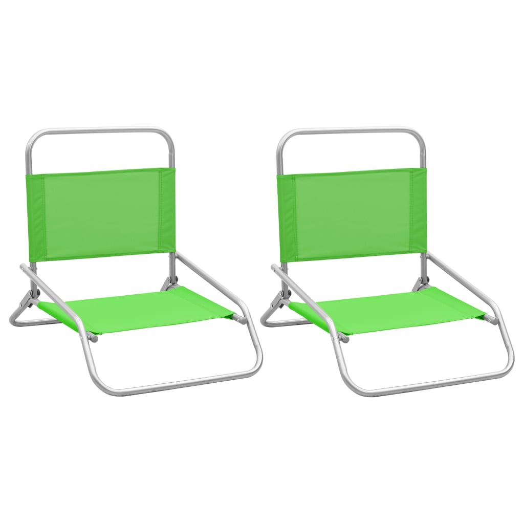 vidaXL foldbare strandstole 2 stk. stof grøn