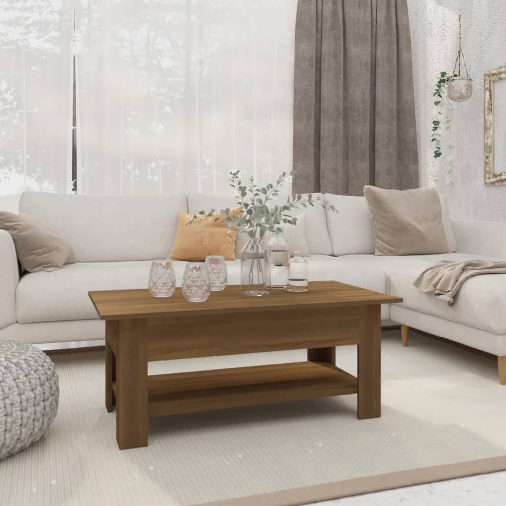 vidaXL sofabord 102x55x42 cm spånplade brun egetræsfarve