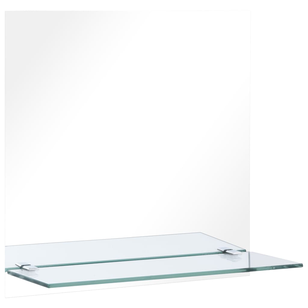 vidaXL vægspejl med hylde 40x40 cm hærdet glas