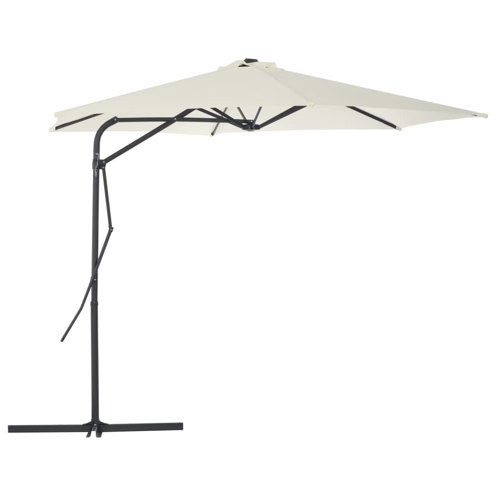 vidaXL udendørs parasol med stålstang 300 cm sandfarvet