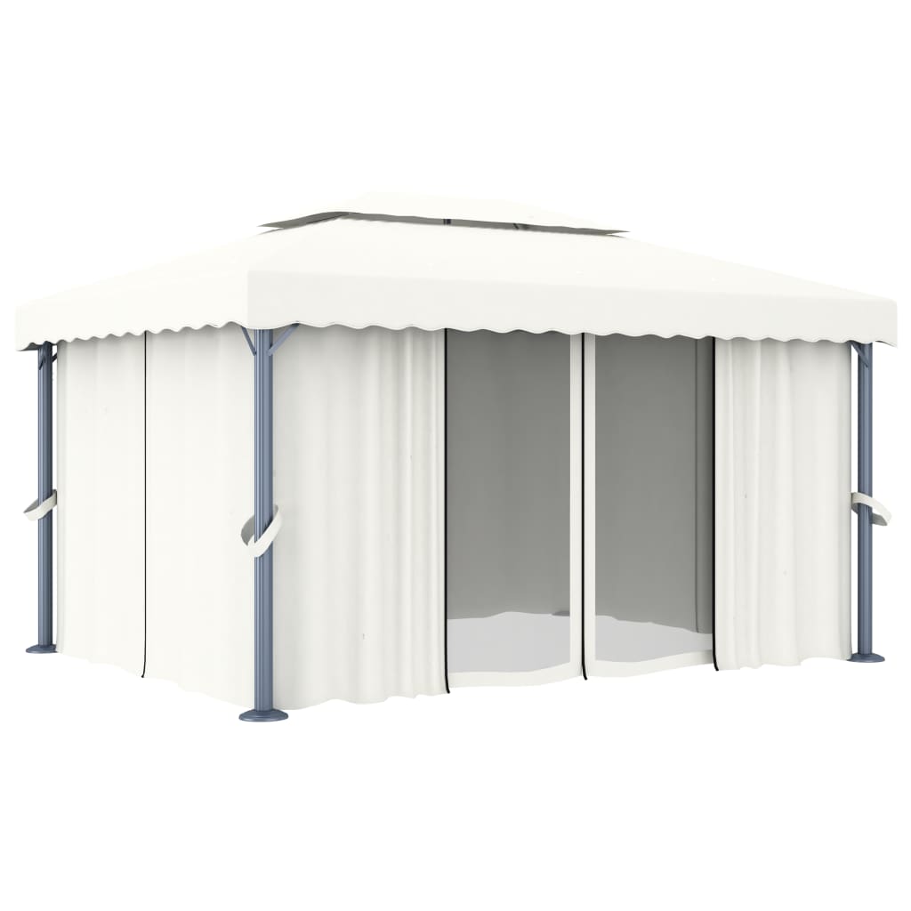vidaXL pavillon med gardin 4x3 m aluminium cremefarvet