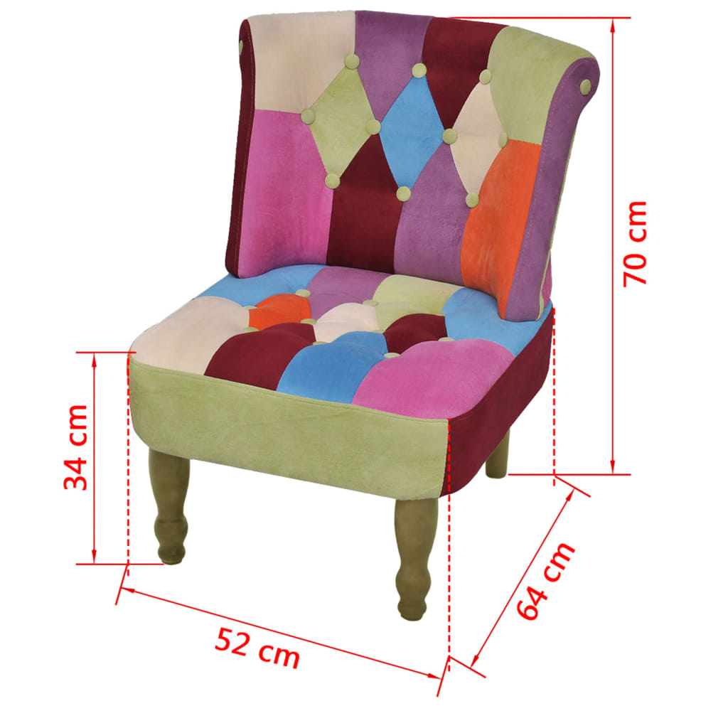 vidaXL fransk stol med patchwork-design stof