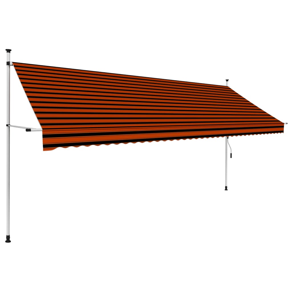 vidaXL manuel foldemarkise 400 cm orange og brun