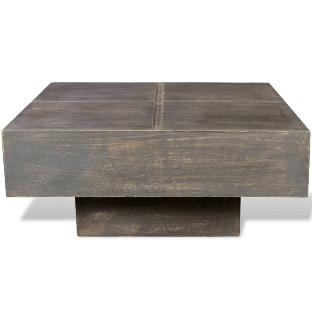 vidaXL sofabord firkantet massivt mangotræ mørkebrun