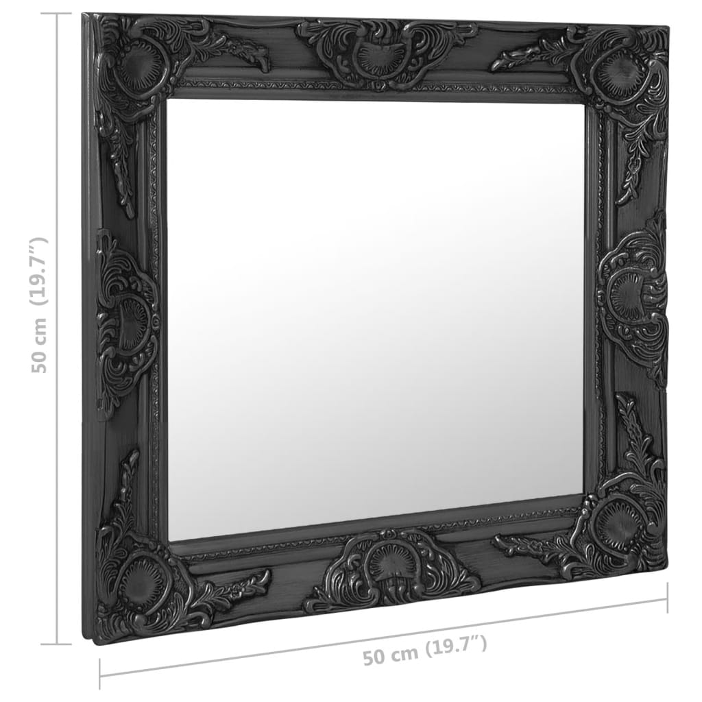 vidaXL vægspejl barokstil 50x50 cm sort