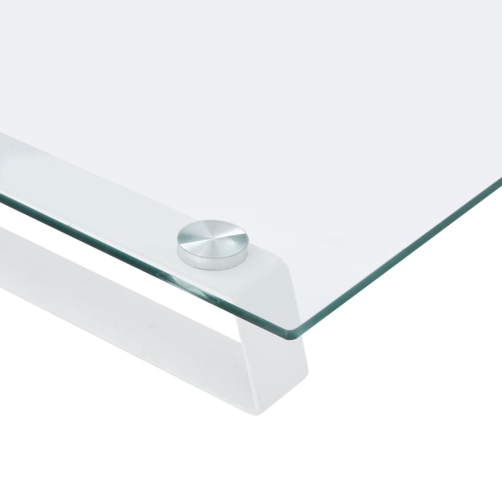 vidaXL skærmstander 100x20x8 cm hærdet glas og metal hvid