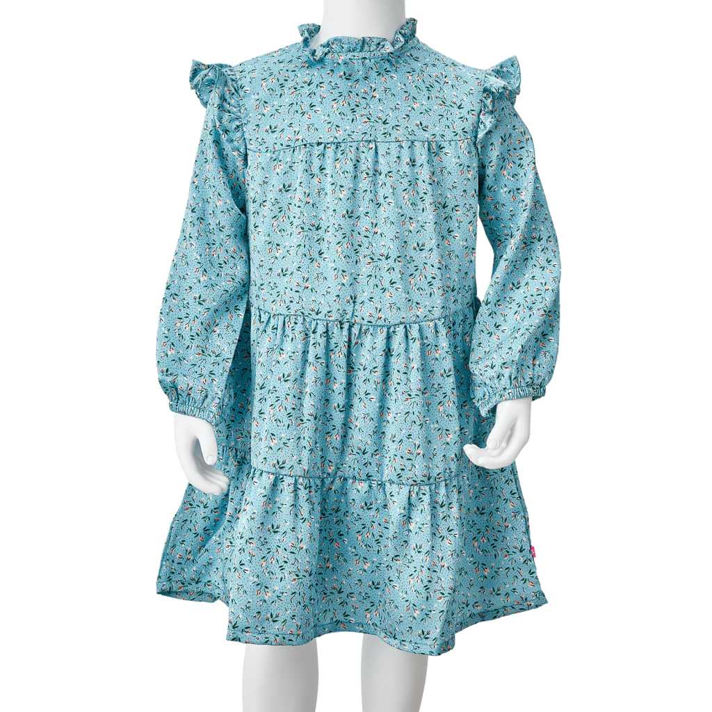 Langærmet kjole til børn str. 92 blå