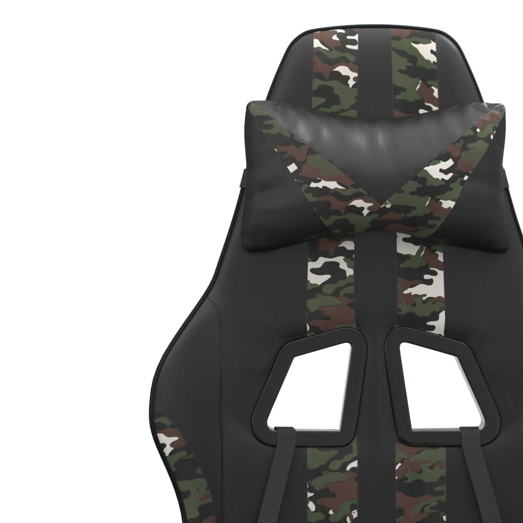 vidaXL drejelig gamingstol med fodstøtte kunstlæder sort camouflage
