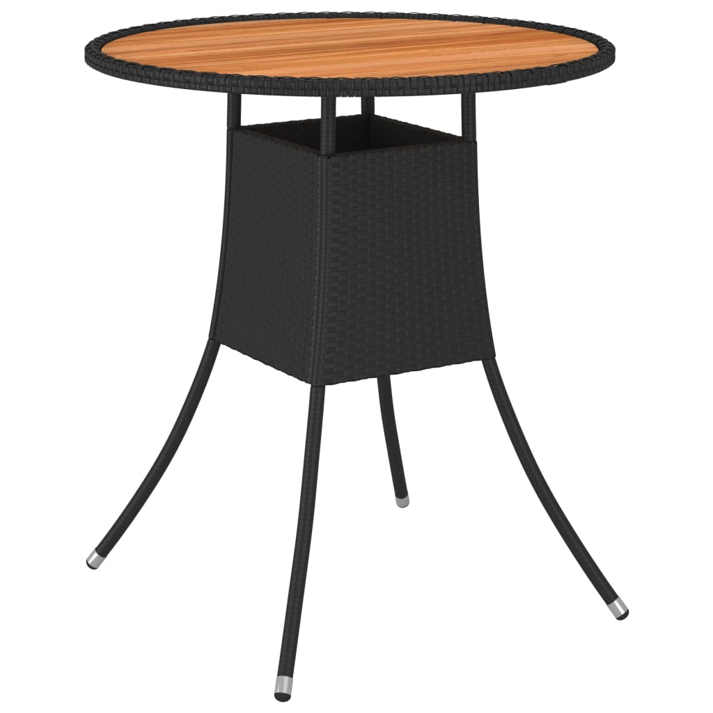 vidaXL spisebord til haven Ø70 cm polyrattan og massivt akacietræ sort