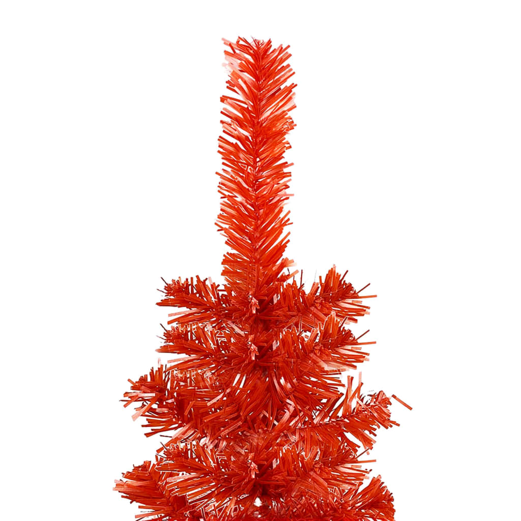 vidaXL kunstigt smalt juletræ med lys og kuglesæt 150 cm rød