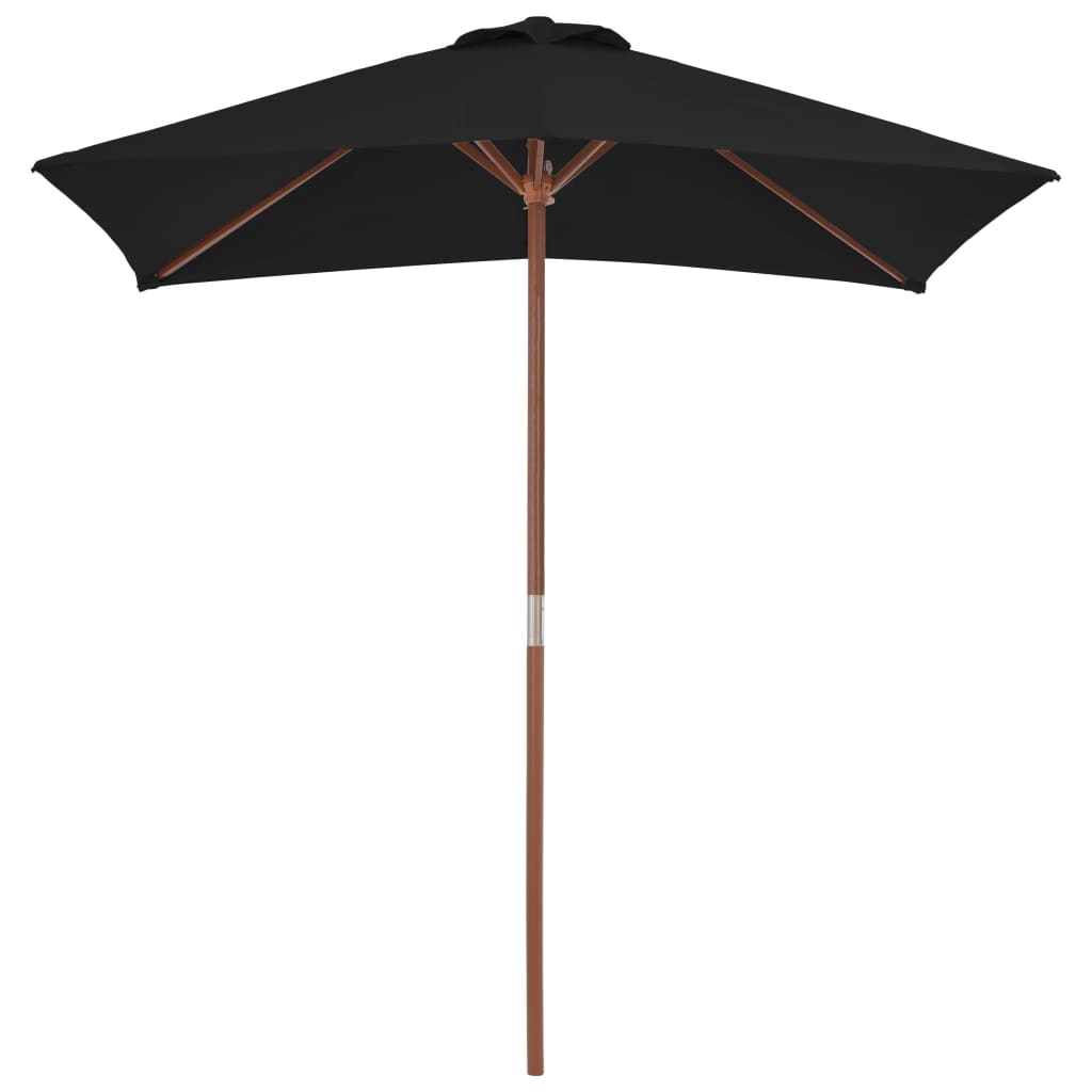vidaXL parasol med træstang 150x200 cm sort