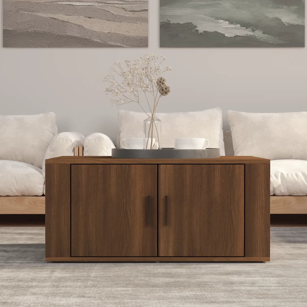 vidaXL sofabord 80x50x36 cm konstrueret træ brun egetræsfarve