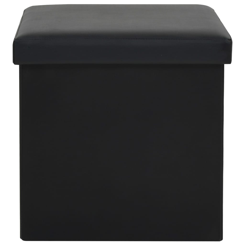 vidaXL foldbare opbevaringsskamler 2 stk. kunstlæder sort