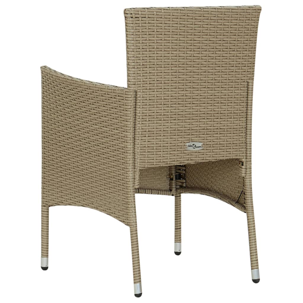 vidaXL spisebordsstole til haven 2 stk. polyrattan beige