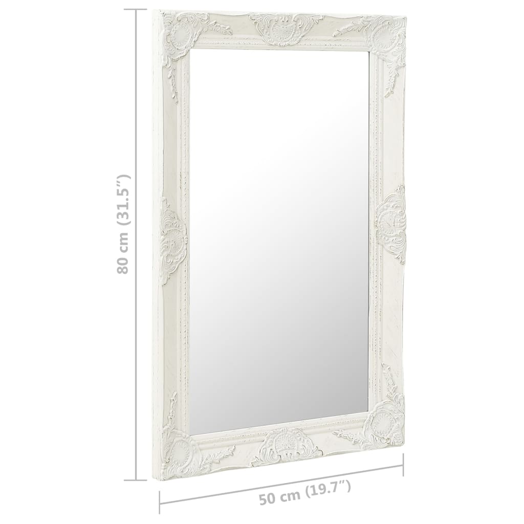 vidaXL vægspejl 50x80 cm barokstil hvid