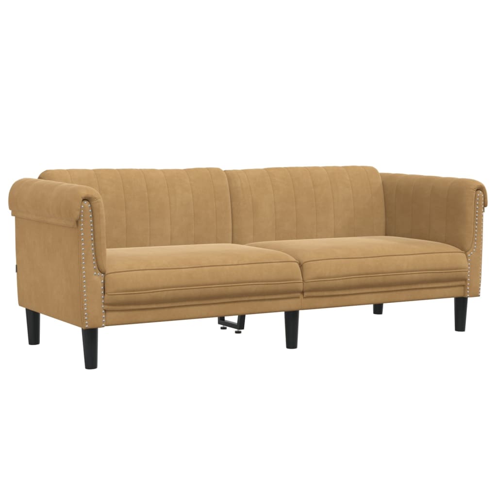 vidaXL 3-personers sofa velour brun