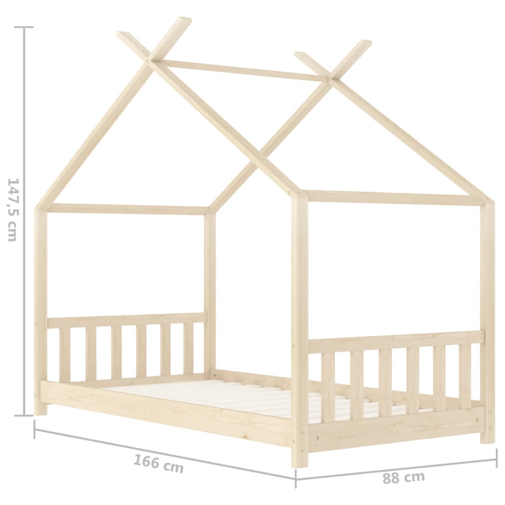 vidaXL sengestel til børneseng 80 x 160 cm massivt fyrretræ