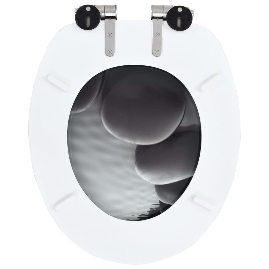 vidaXL toiletsæder 2 stk. med soft close-låg MDF stendesign
