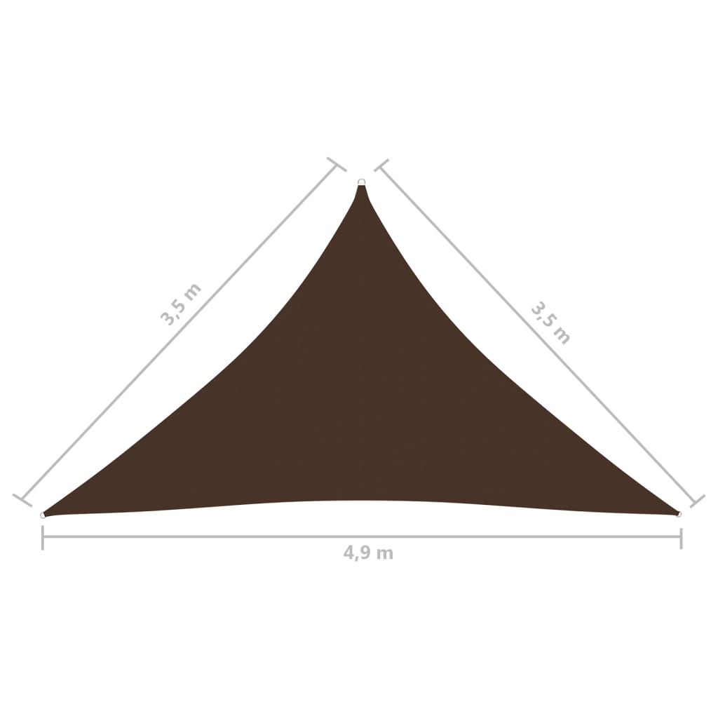 vidaXL solsejl 3,5x3,5x4,9 m trekantet oxfordstof brun