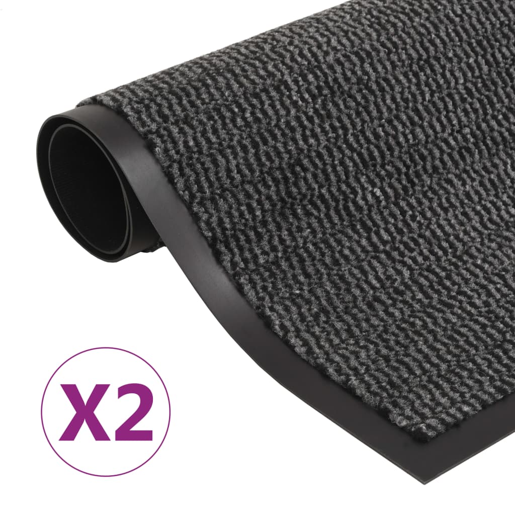 vidaXL måtter med støvkontrol 2 stk. rektangulær tuftet 120x180 cm grå