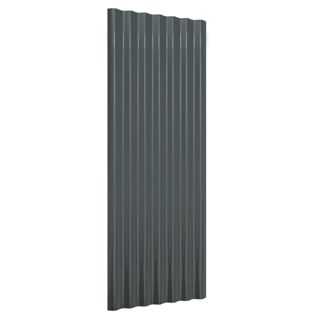 vidaXL tagplader 12 stk. 100x36 cm pulverlakeret stål antracitgrå