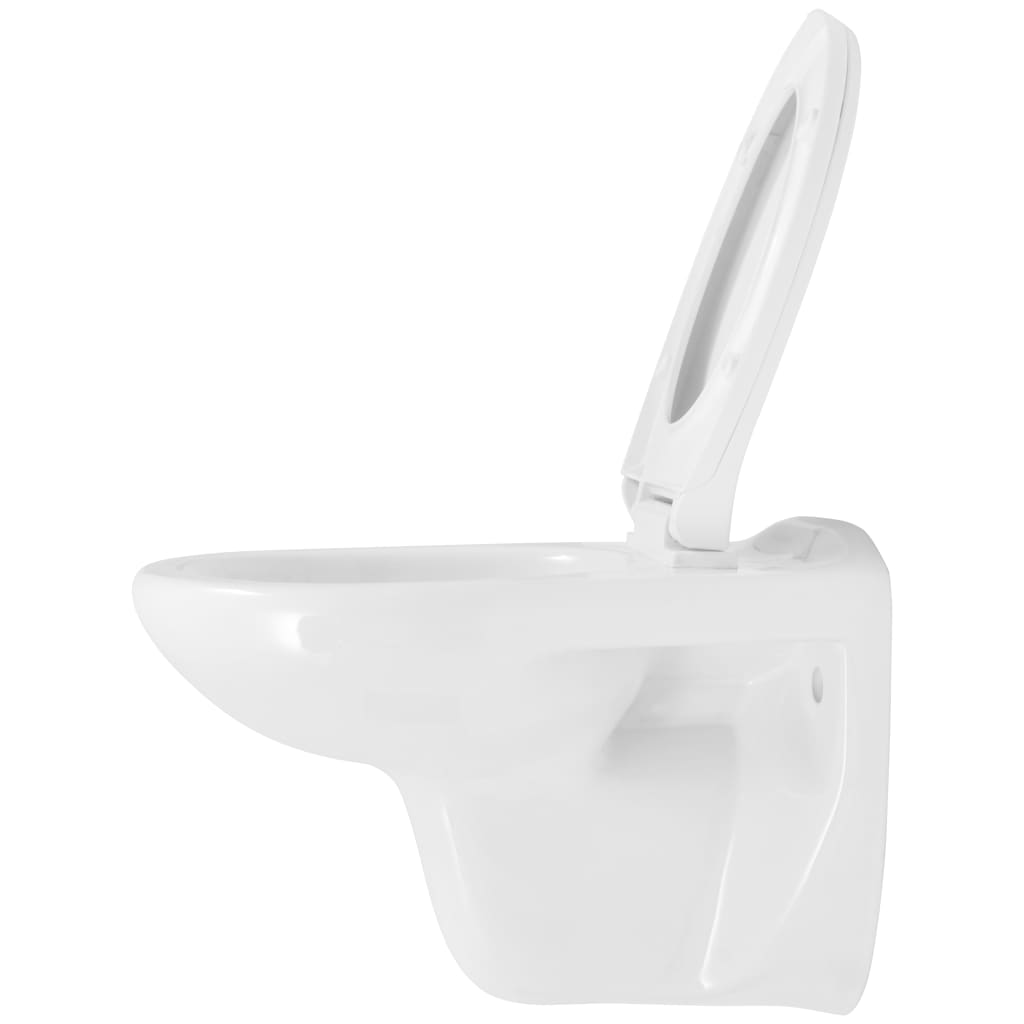 vidaXL væghængt toilet soft close-sæde keramik hvid