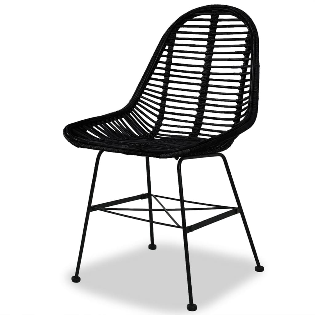 vidaXL spisebordsstole 2 stk. naturligt rattan sort