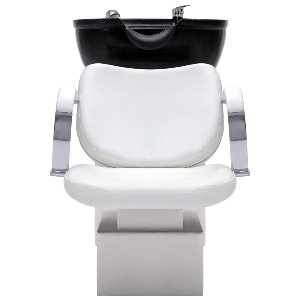 vidaXL frisørstol med vask 137x59x82 cm kunstlæder hvid og sort