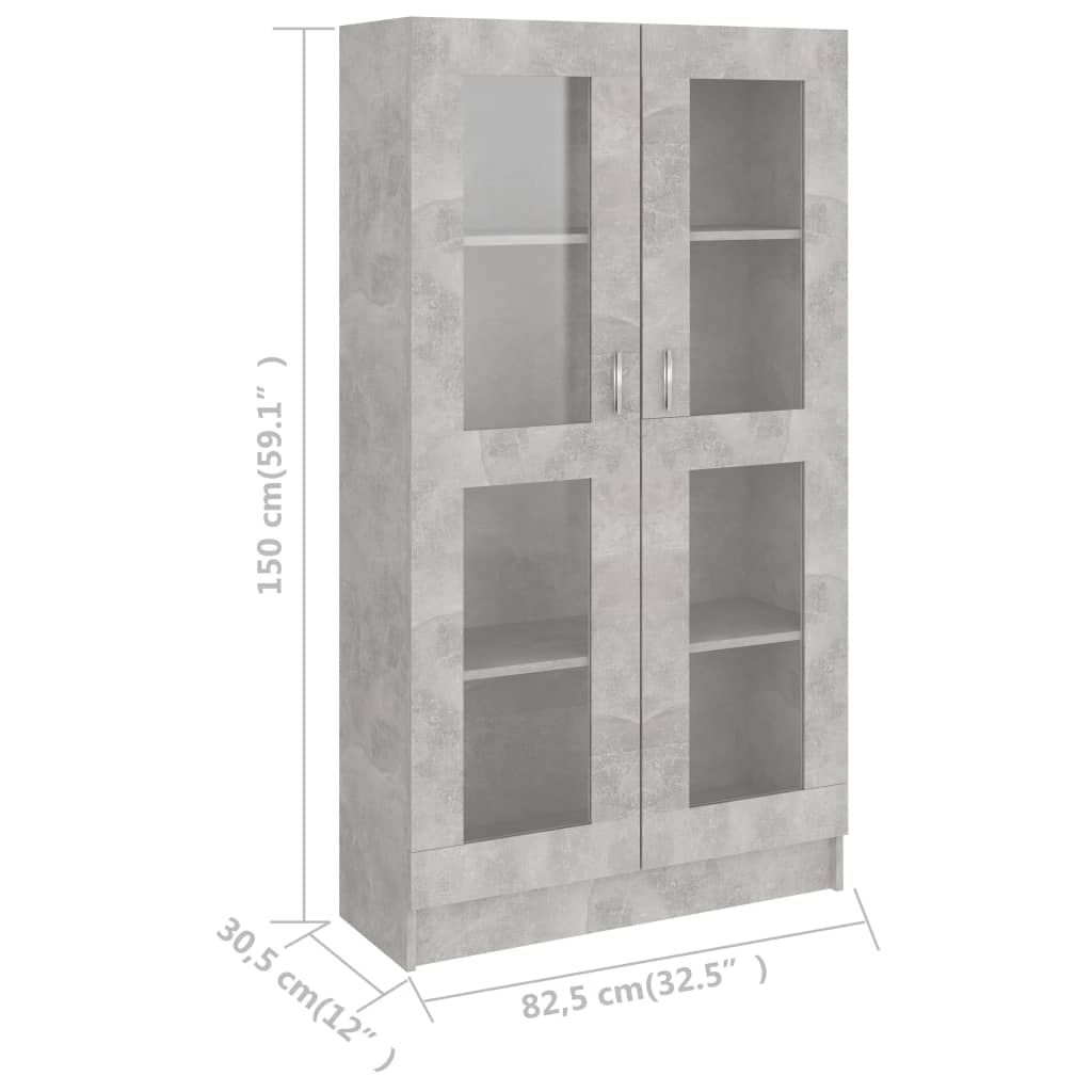 vidaXL vitrineskab 82,5x30,5x150 cm spånplade betongrå