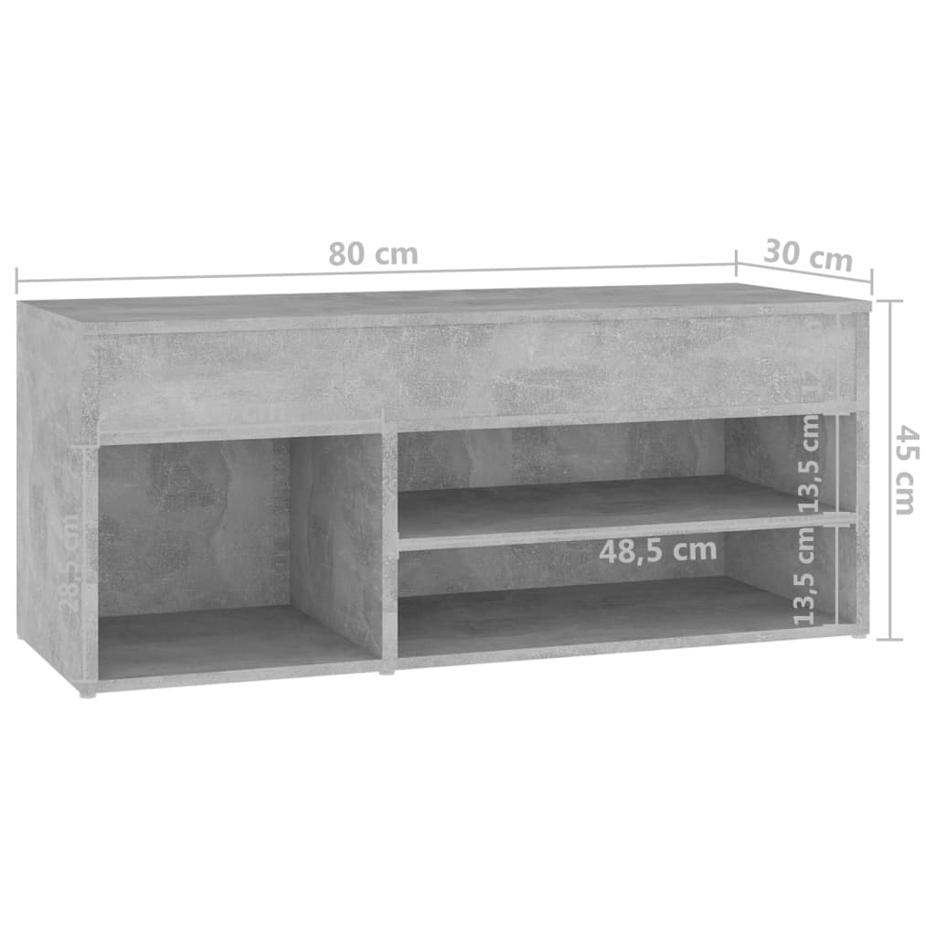 vidaXL skoreol 80x30x45 cm spånplade betongrå