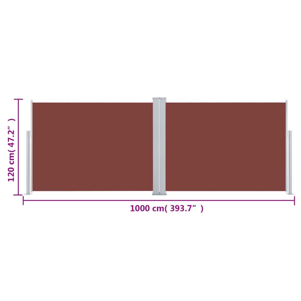 vidaXL sammenrullelig sidemarkise 120 x 1000 cm brun