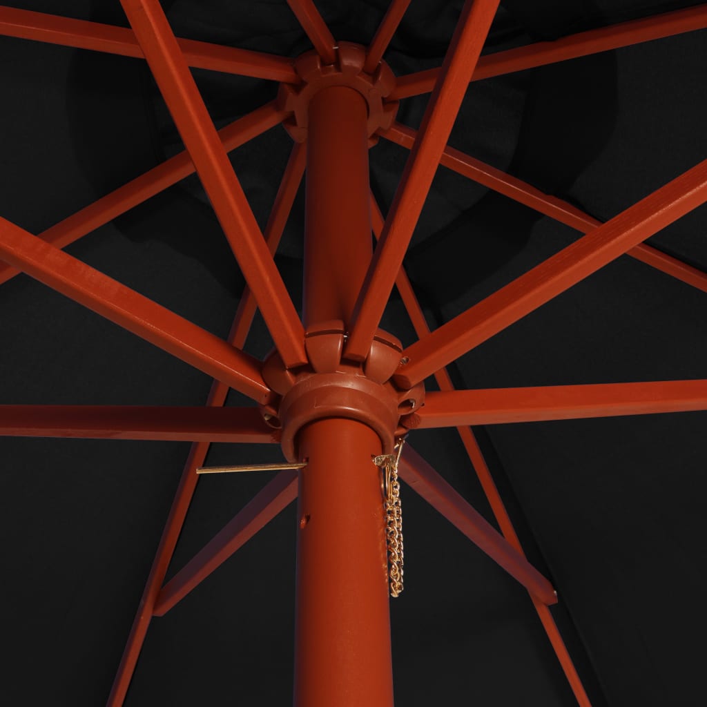 vidaXL parasol med træstang 300x258 cm sort