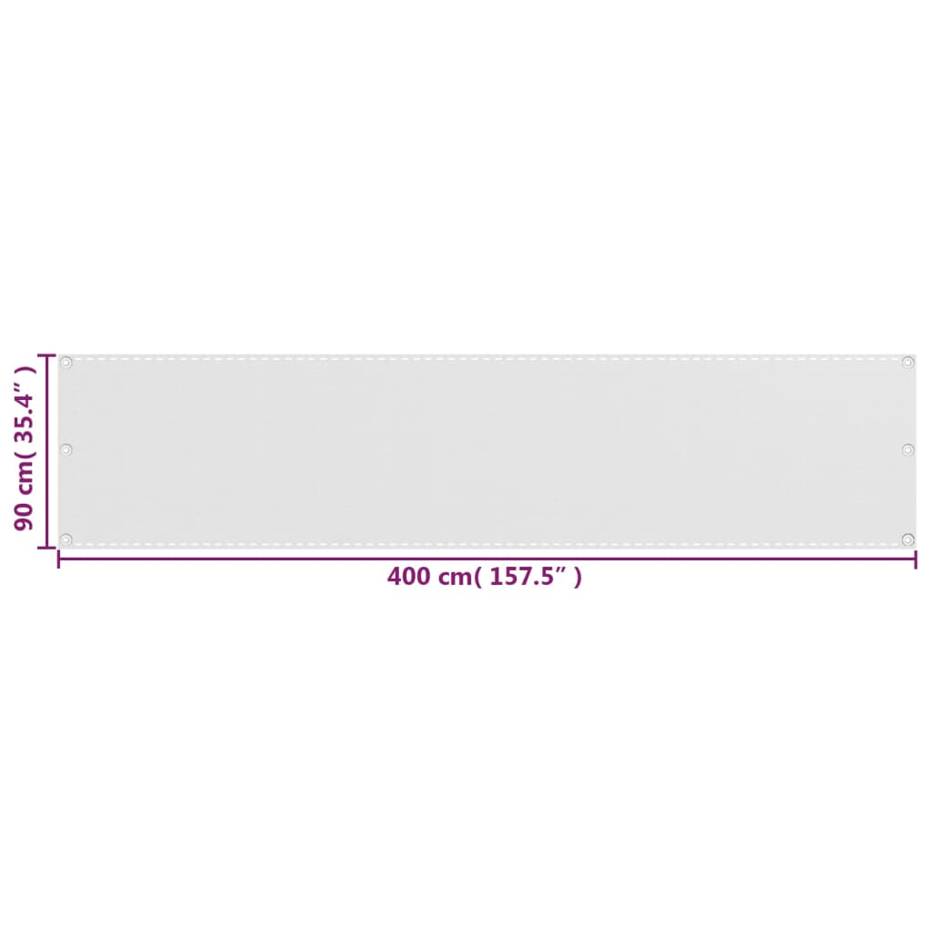 vidaXL balkonafskærmning HDPE 90 x 400 cm hvid