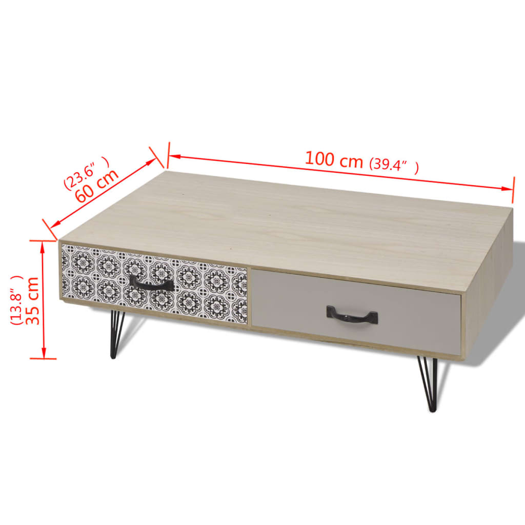 vidaXL sofabord 100x60x35 cm beige