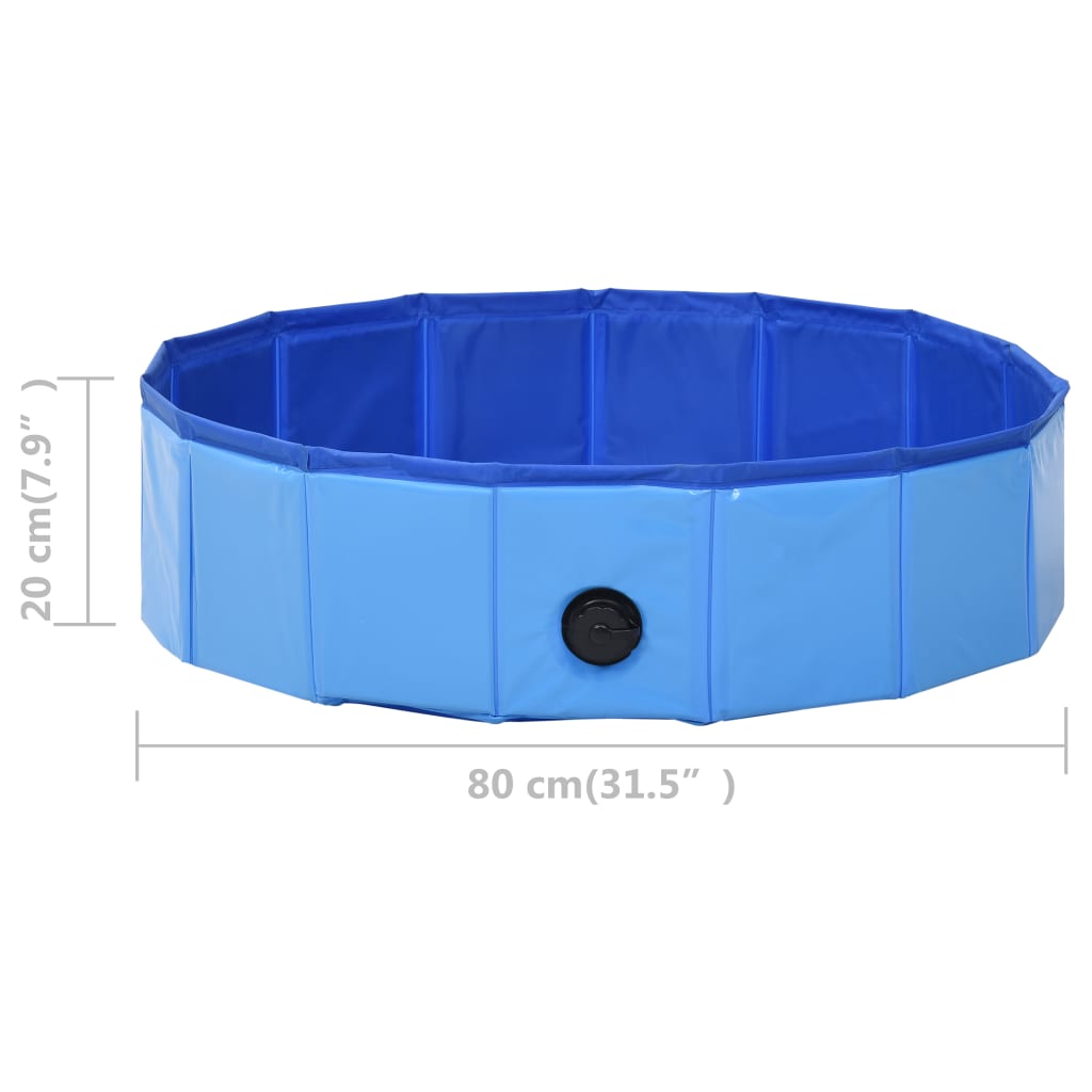 vidaXL foldbart hundebassin 80 x 20 cm PVC blå