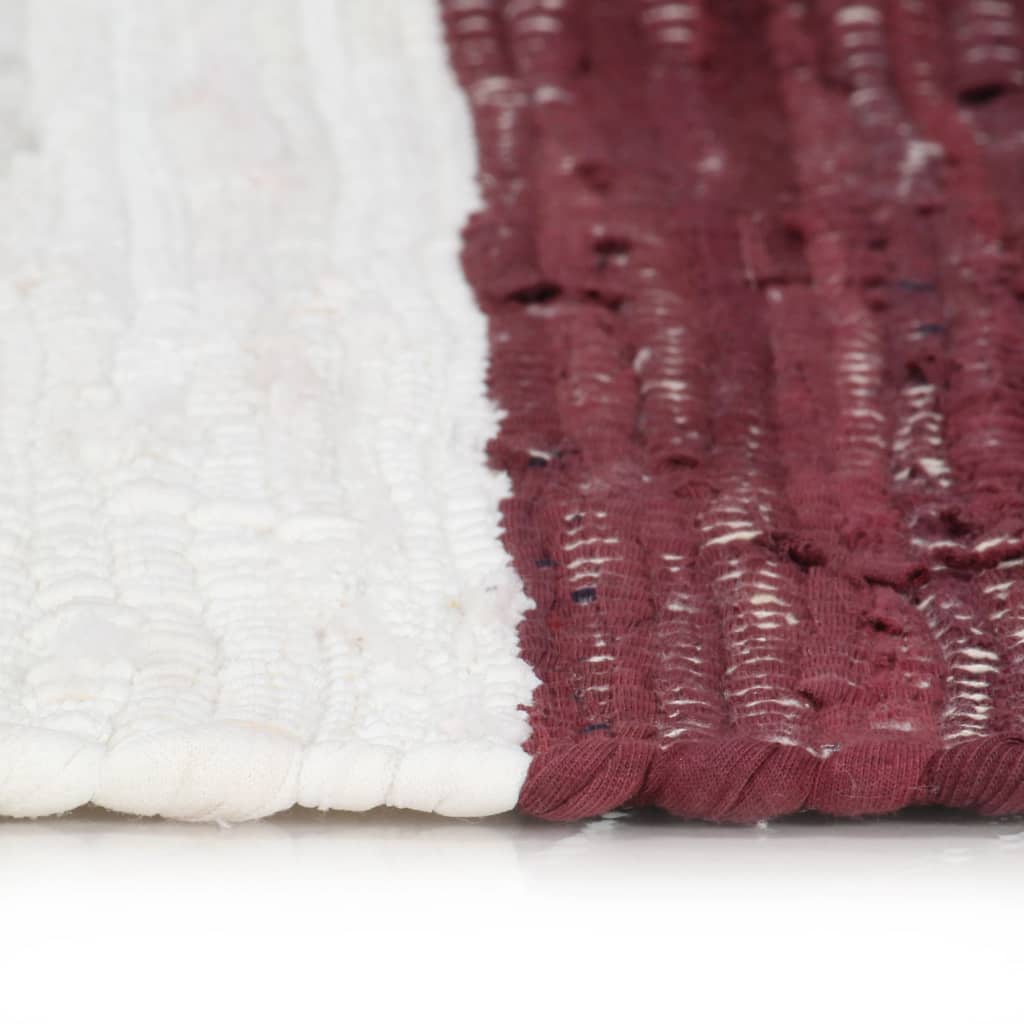 vidaXL håndvævet chindi-tæppe bomuld 80 x 160 cm bordeaux og hvid