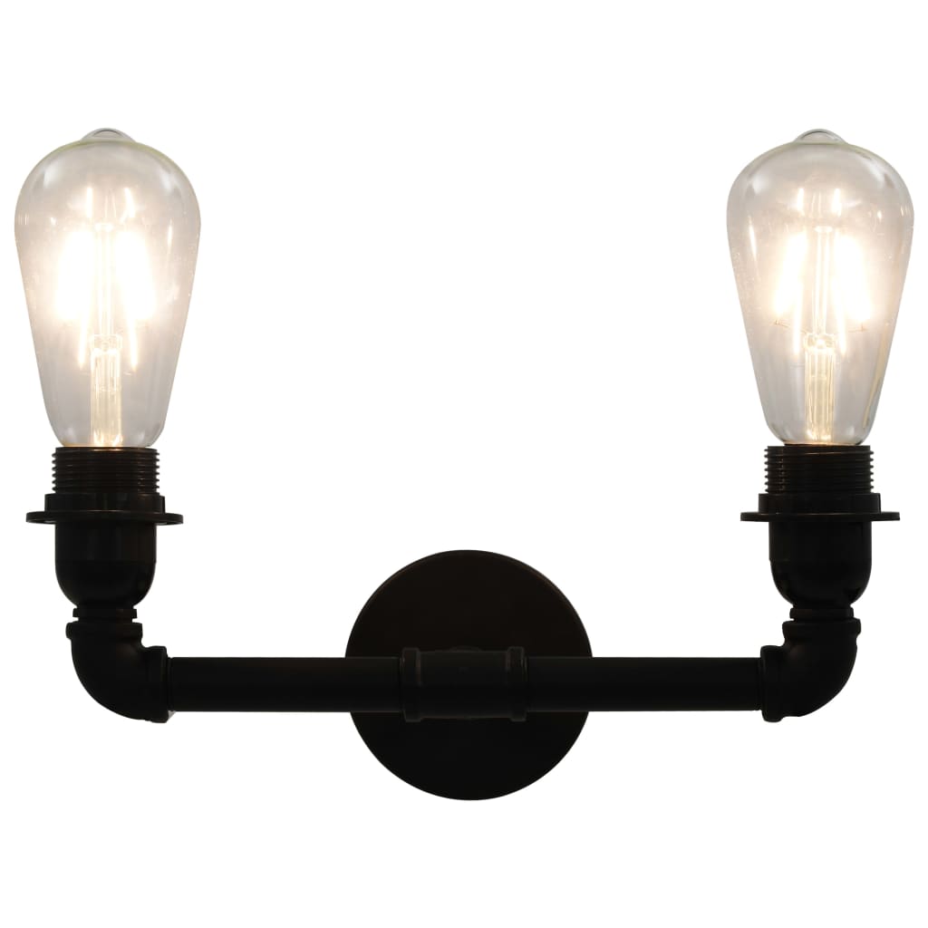 vidaXL 2-vejs væglampe 2 x E27-pærer sort