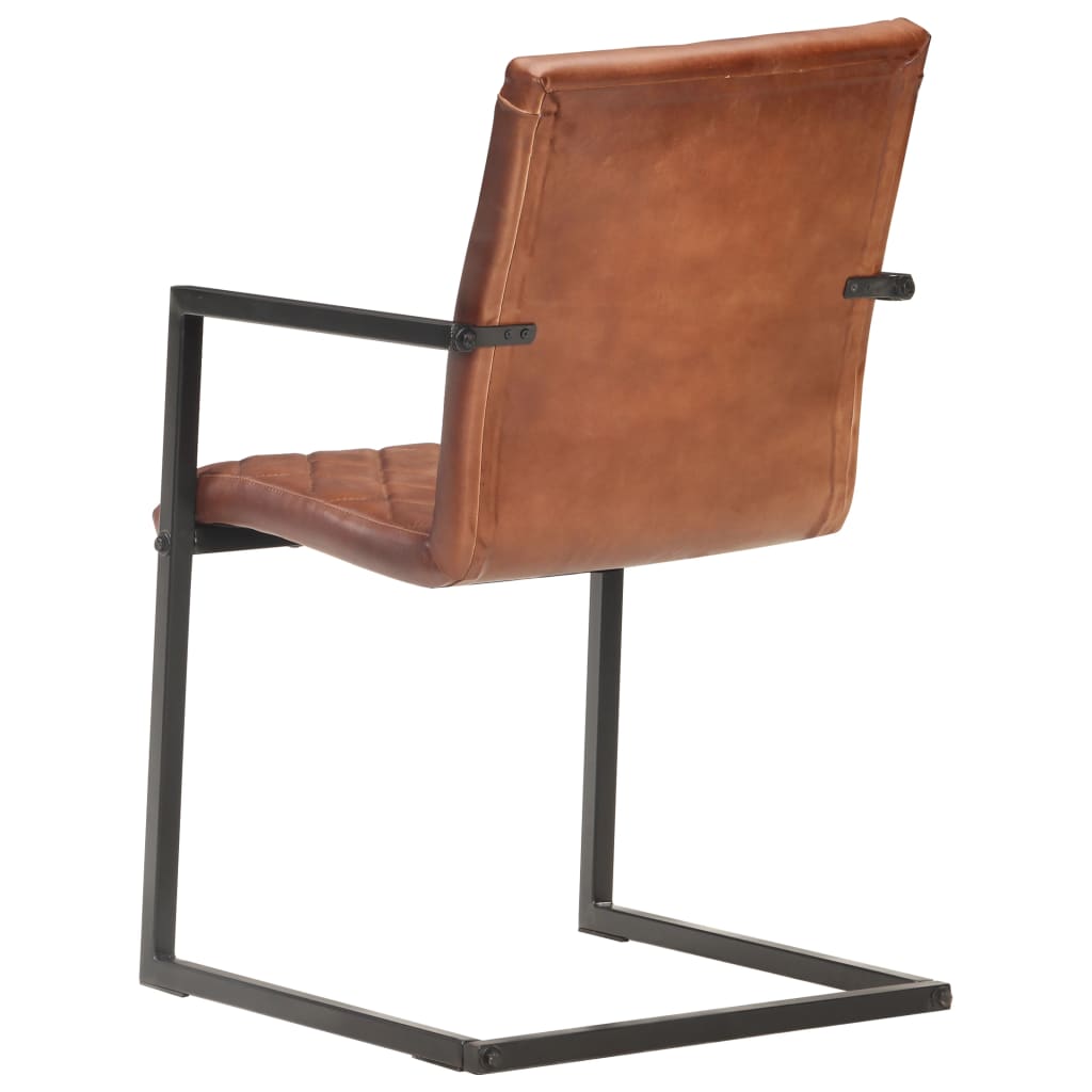 vidaXL spisebordsstole med cantilever 2 stk. ægte læder brun