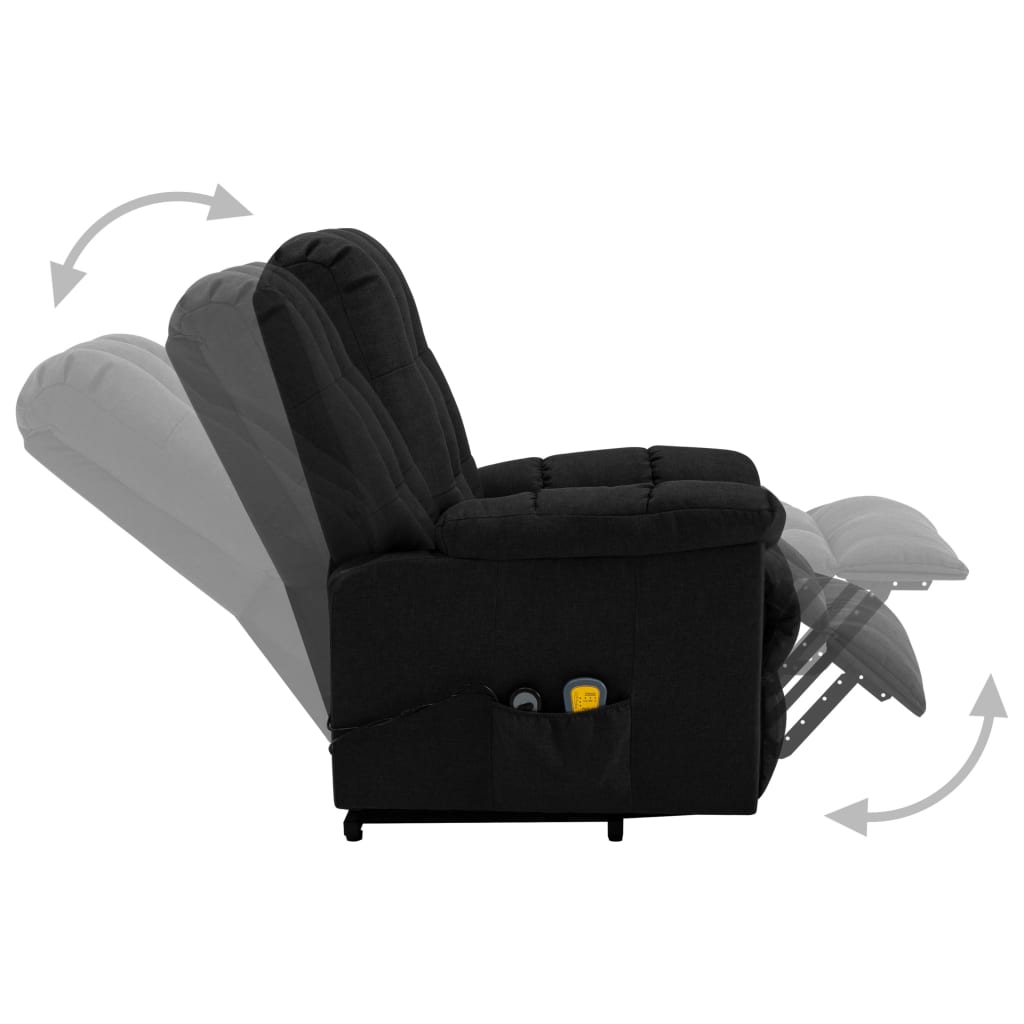 vidaXL løftestol med massagefunktion stof sort