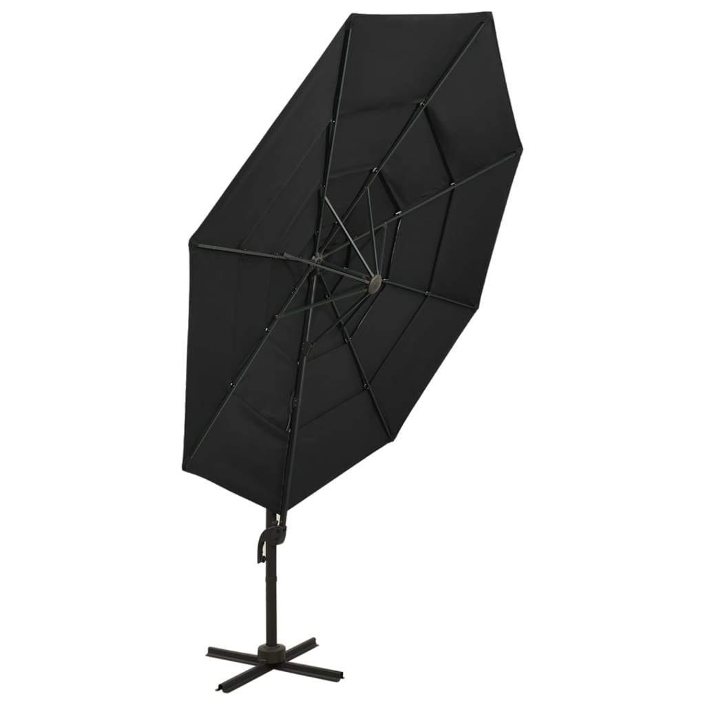 vidaXL parasol med aluminiumsstang i 4 niveauer 3x3 m sort
