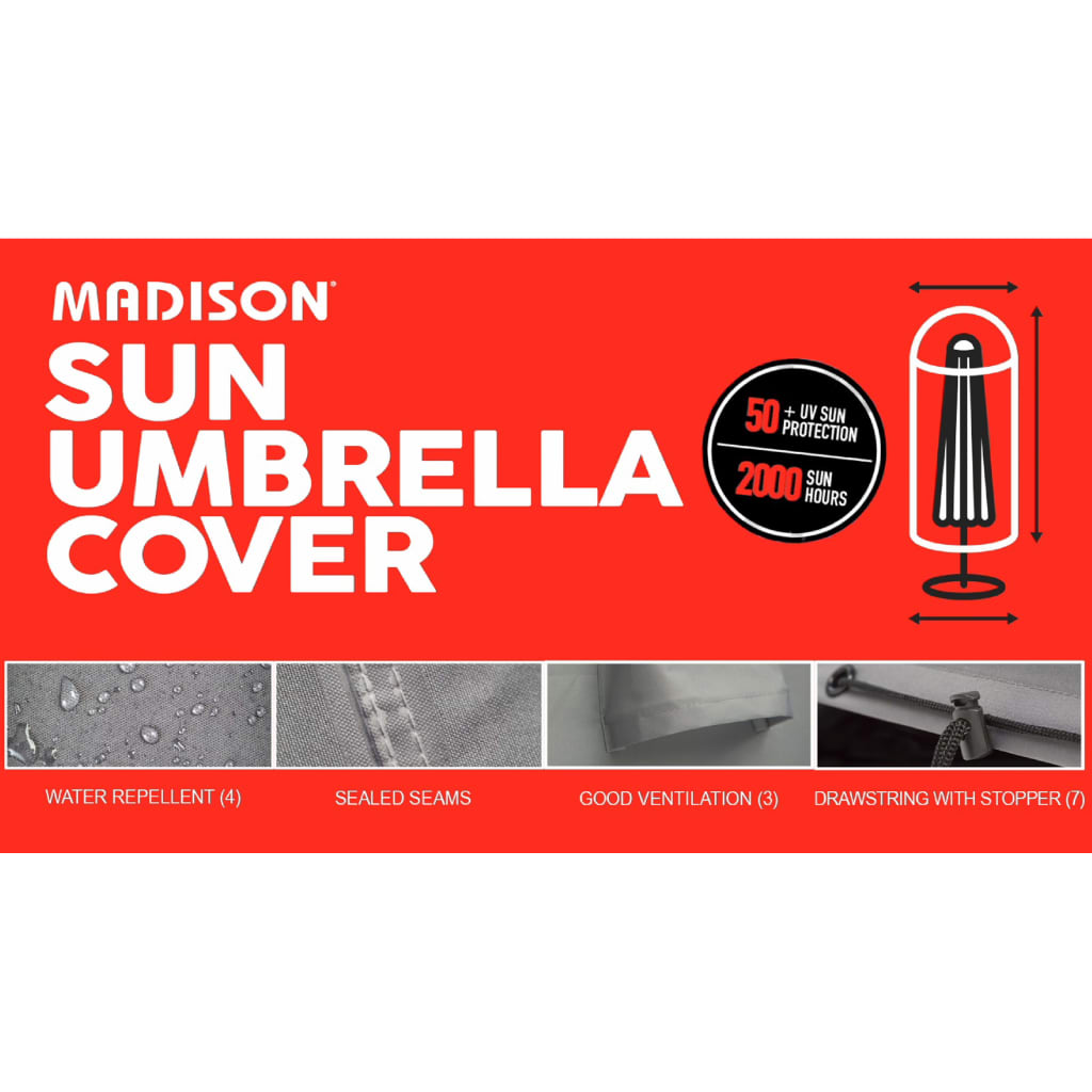Madison parasolovertræk 55x250 cm grå